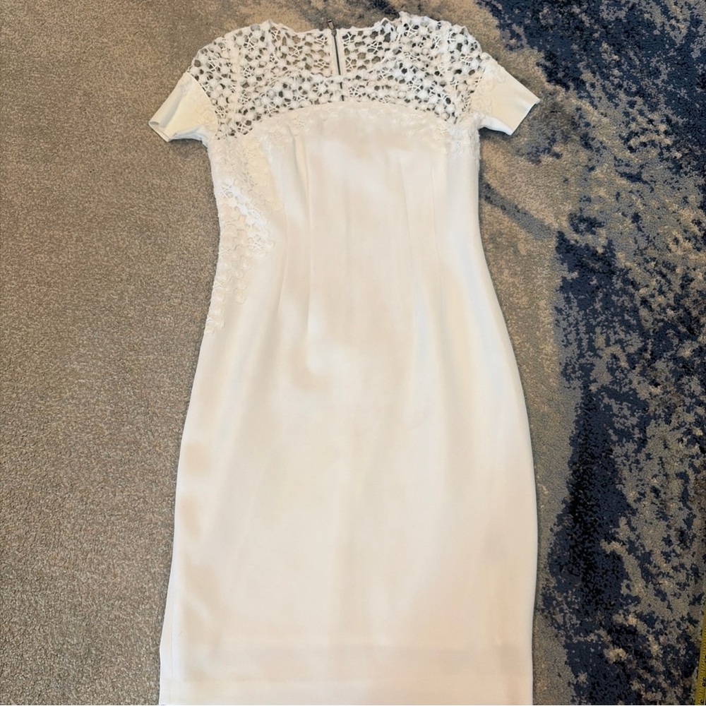Elie Tahari White Embellished Midi Dress size 8 see description